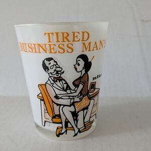 Vintage 60s whiskey cocktail glass tired business man